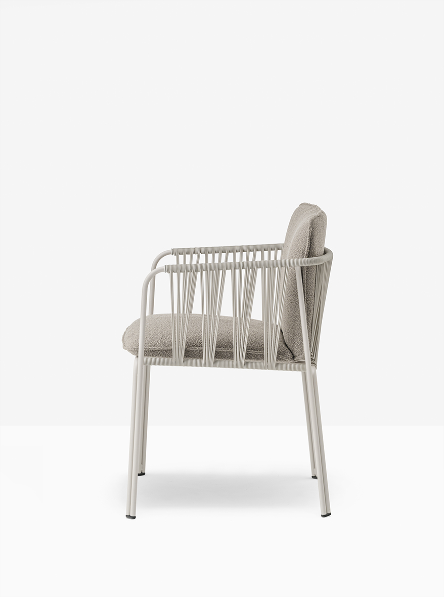 Pedrali Nari 6360 Outdoor Chair With Armrests Seat And Back Cushion