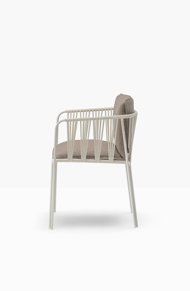 Pedrali Nari 6360 Outdoor Chair With Armrests Seat And Back Cushion