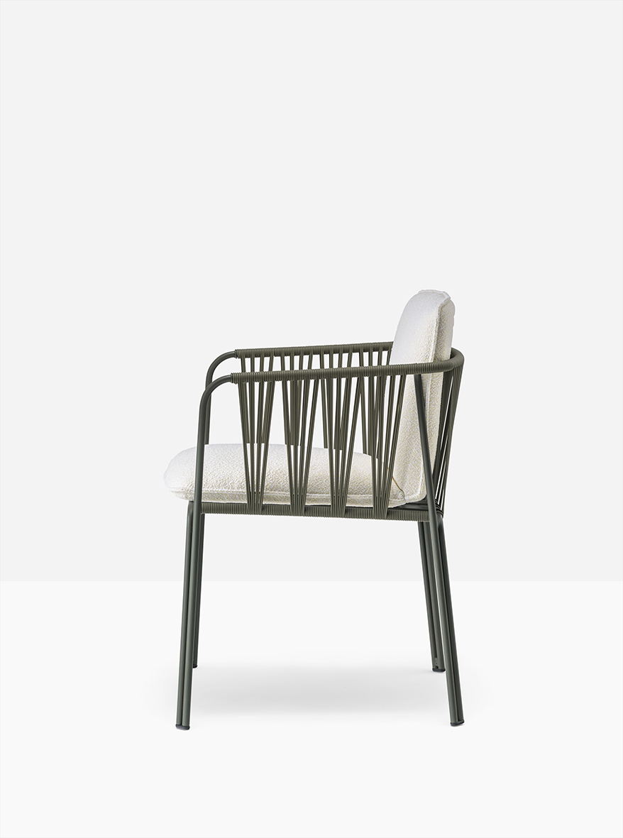 Pedrali Nari 6360 Outdoor Chair With Armrests Seat And Back Cushion