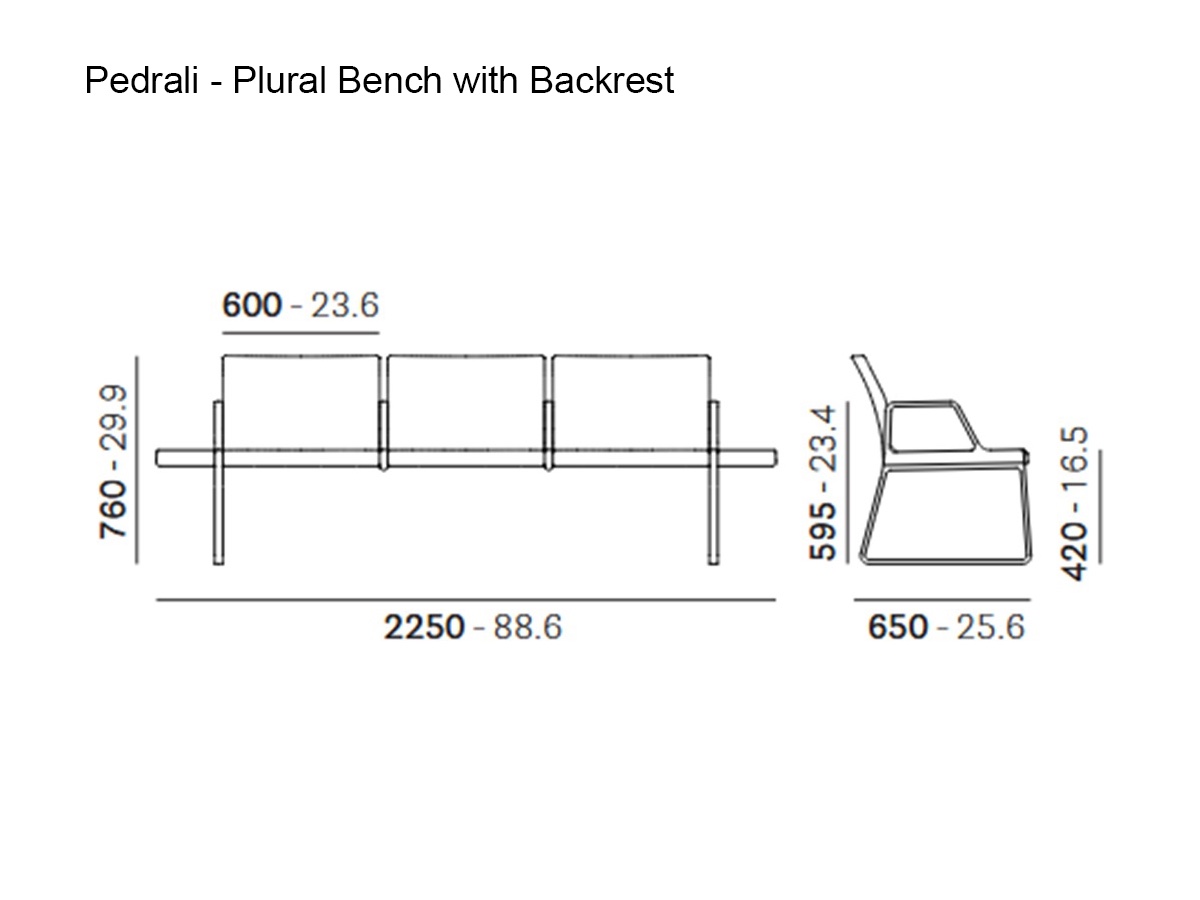 Pedrali Plural Bench With Backrest