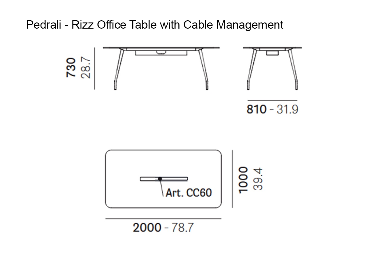 Pedrali Rizz Office Table With Cable Management