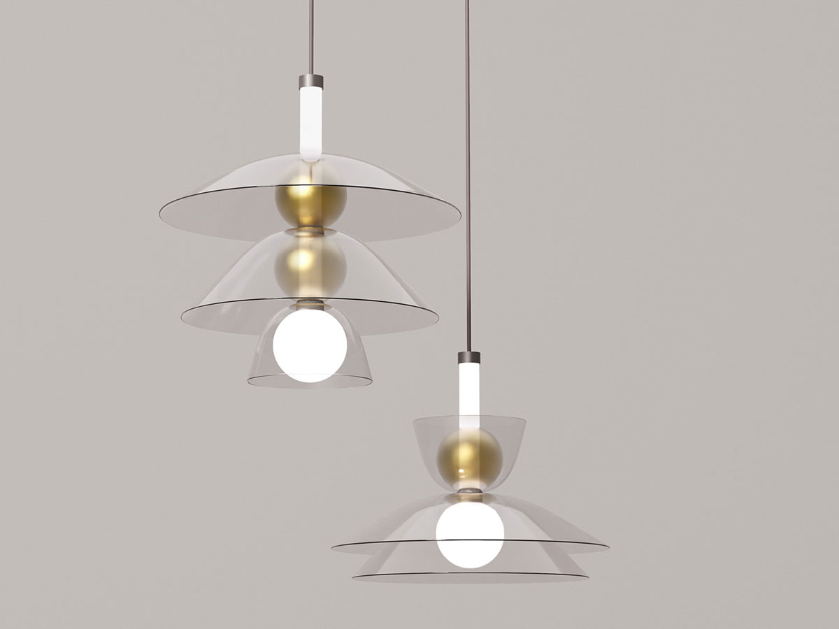 Penta Light Gems Short 1 D60 A Suspension Lamp White Etched Structure