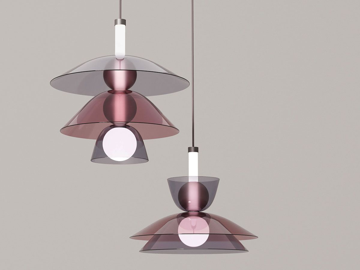 Penta Light Gems Short 1 D60 A Suspension Lamp White Etched Structure