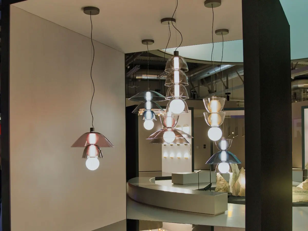 Penta Light Gems Short 1 D60 A Suspension Lamp White Etched Structure