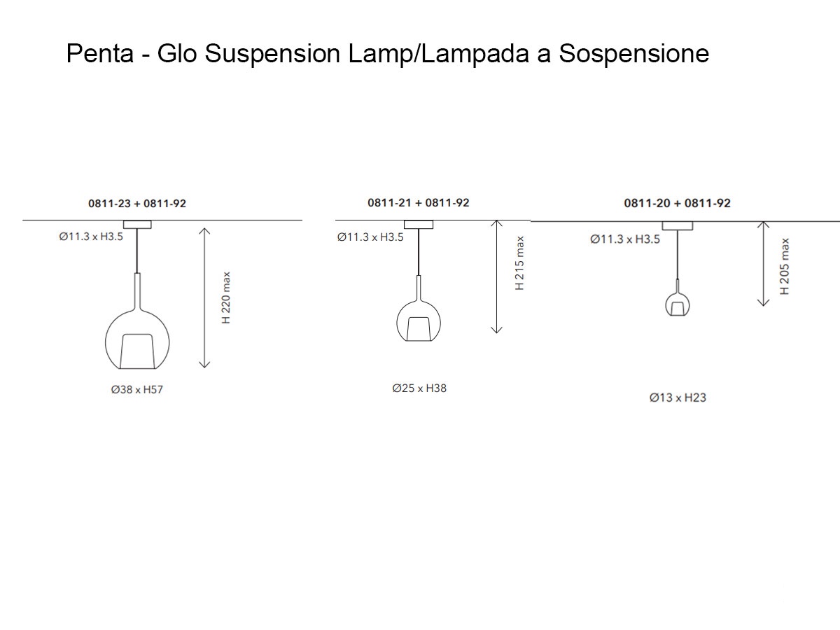 Penta Light Glo Multiple Composition 5 Suspension Lamp Round Plate O42 Cm