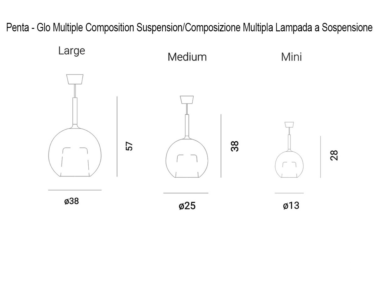 Penta Light Glo Multiple Composition 5 Suspension Lamp Ceiling Plate 160x920