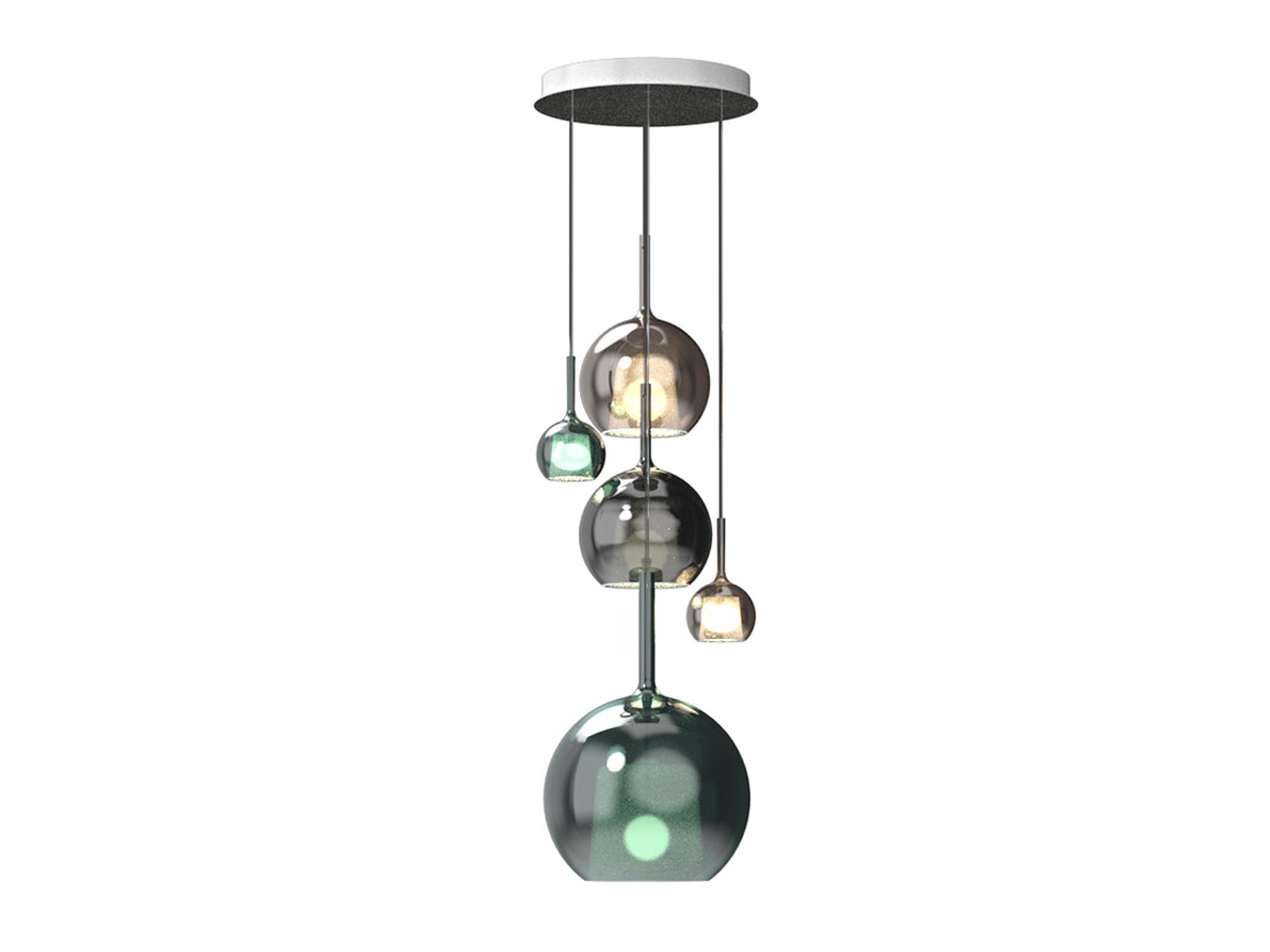Penta Light Glo Multiple Composition 5 Suspension Lamp Round Plate O42 Cm
