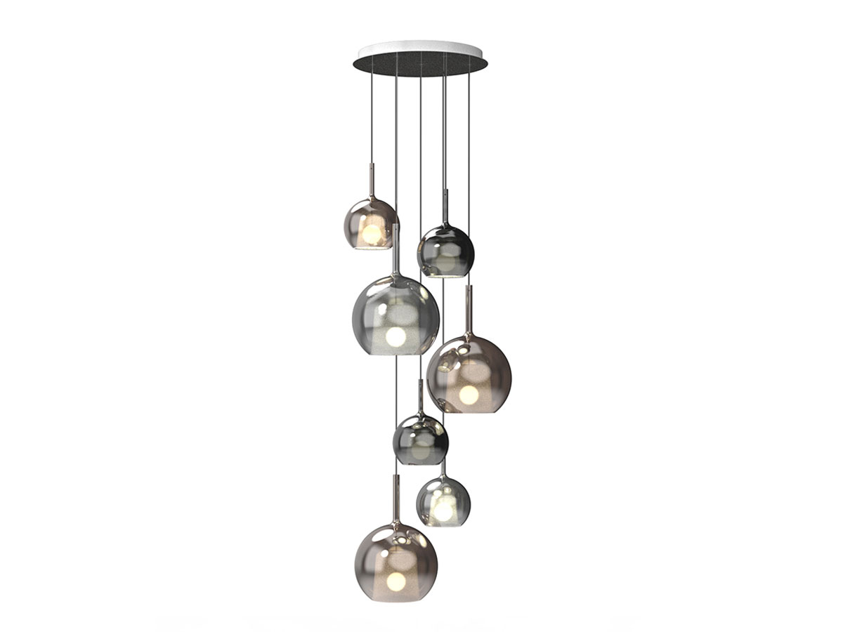 Penta Light Glo Multiple Composition 7 Suspension Lamp Round Plate O60 Cm