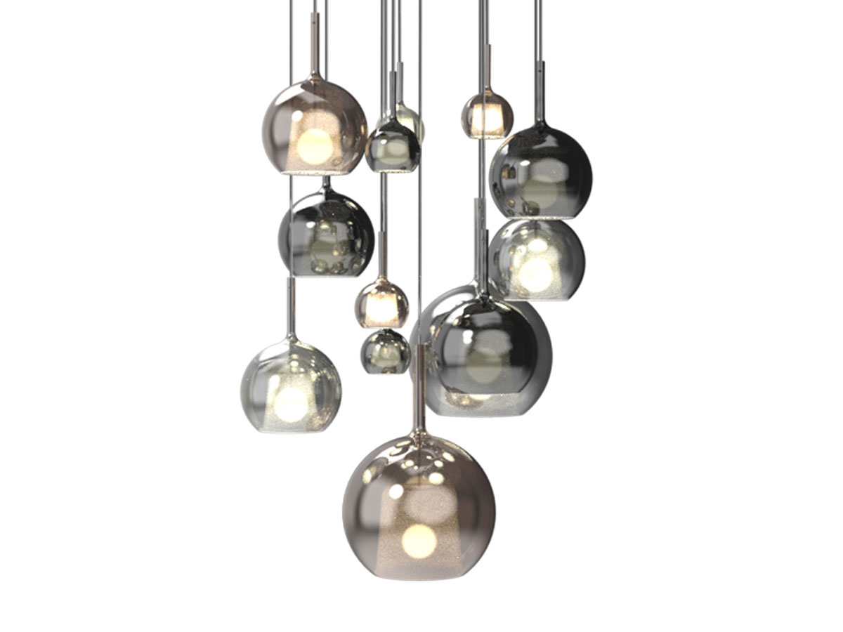 Penta Light Glo Multiple Composition 13 Suspension Lamp Round Plate O80 Cm White