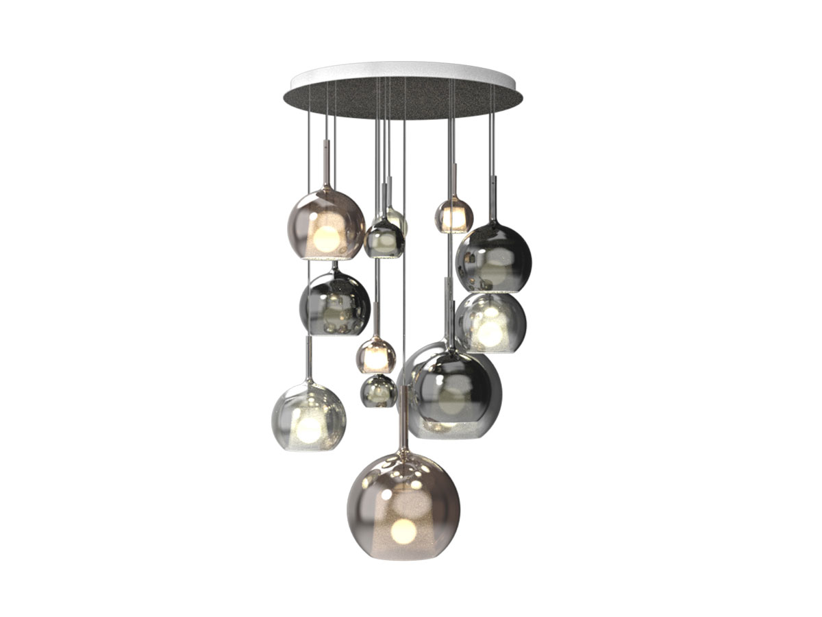 Penta Light Glo Multiple Composition 13 Suspension Lamp Round Plate O80 Cm White