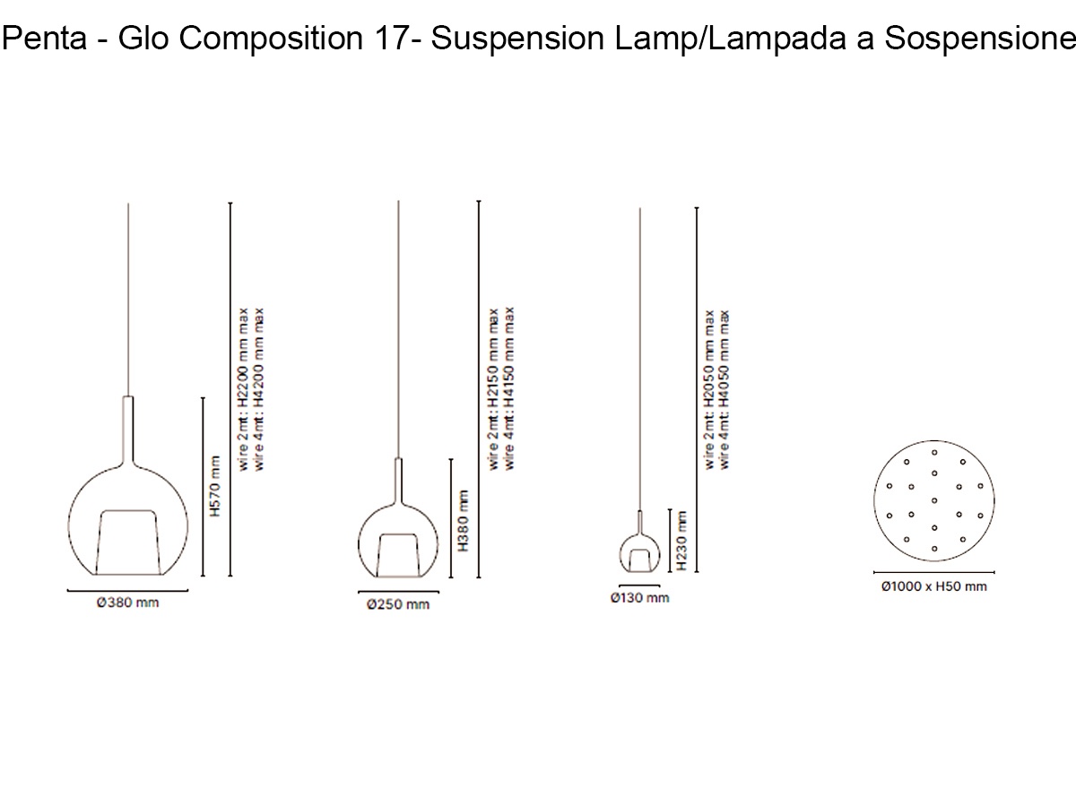 Penta Light Glo Multiple Composition 17 Suspension Lamp