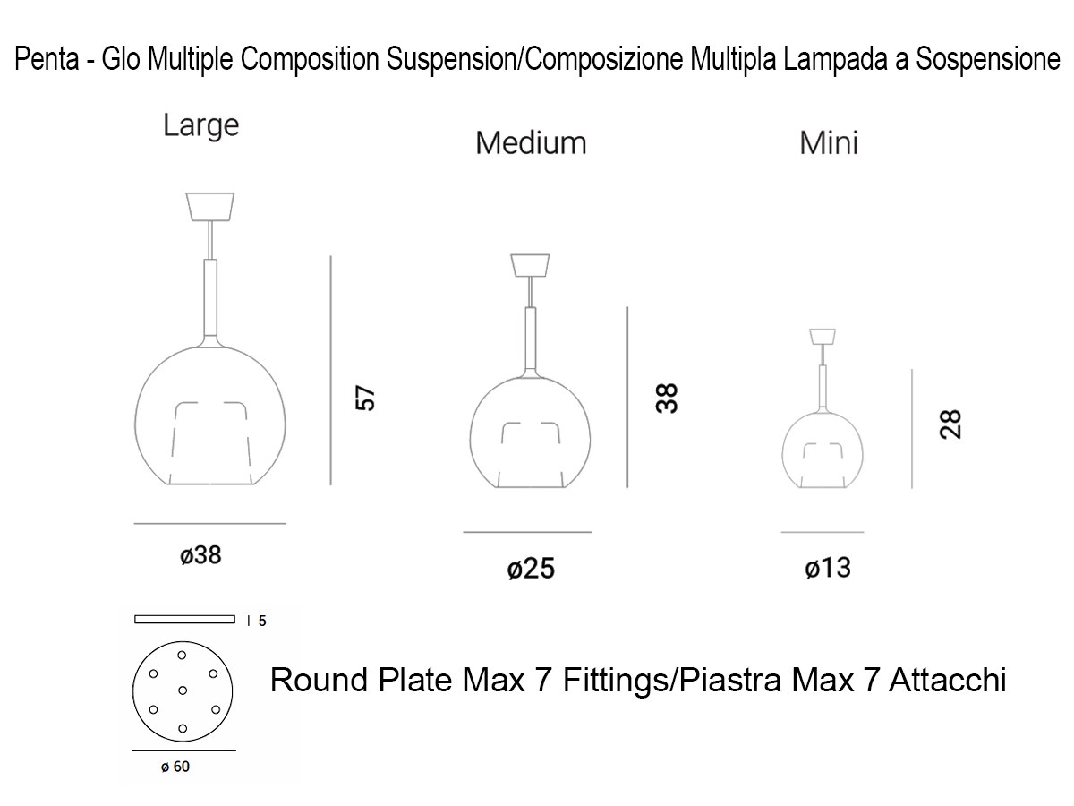 Penta Light Glo Multiple Composition 7 Suspension Lamp
