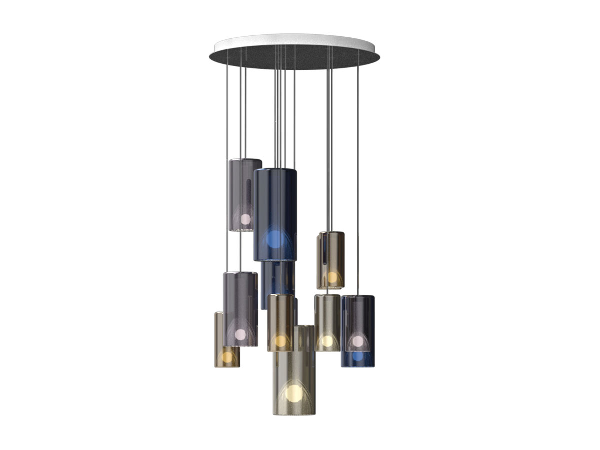 Penta Light Lit Multiple Composition 13 Suspension Lamp Ceiling Plate O80 White