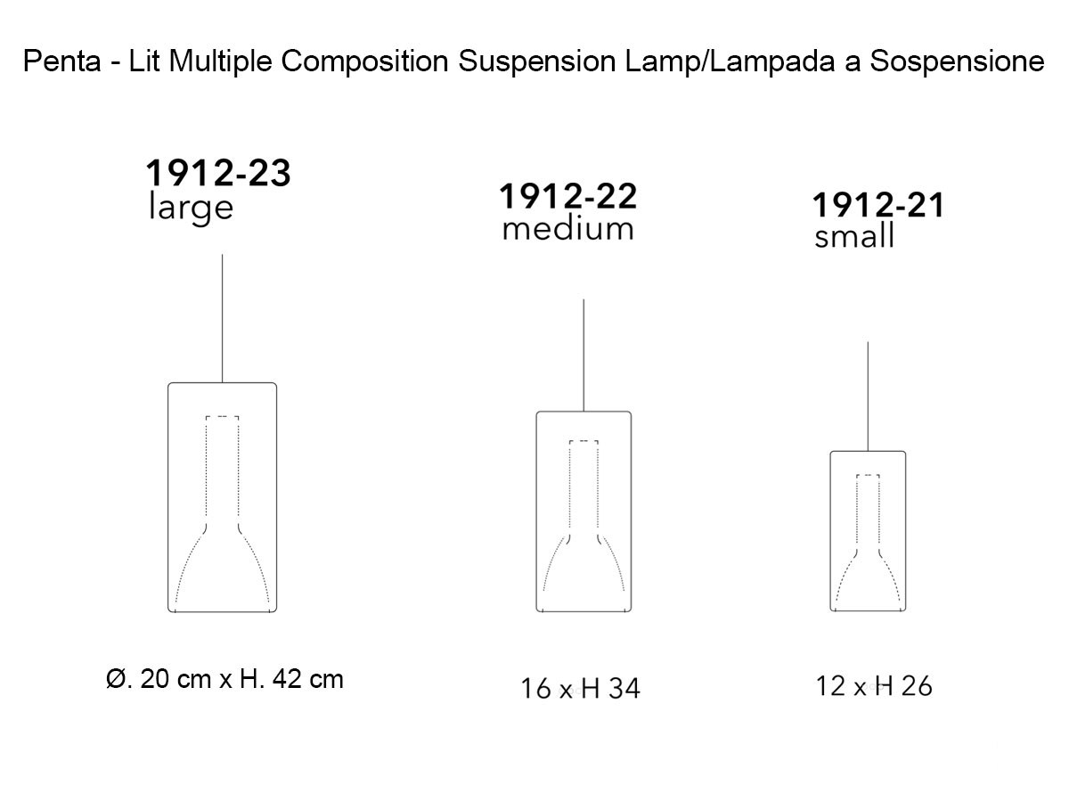 Penta Light Lit Multiple Composition 7 Suspension Lamp
