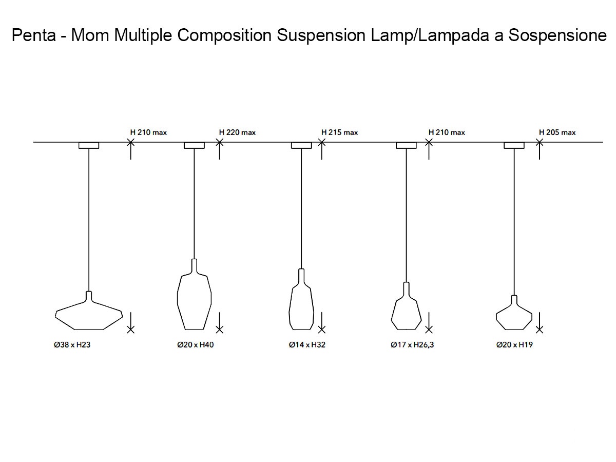 Penta Light Mom Multiple Composition 7 Suspension Lamp