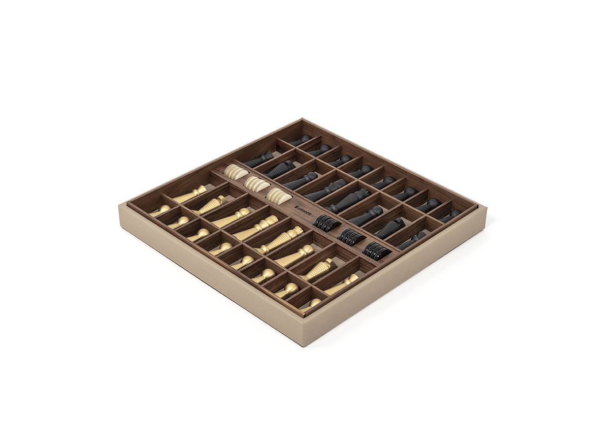 Pinetti Chess And Checkers Game Board Taupe