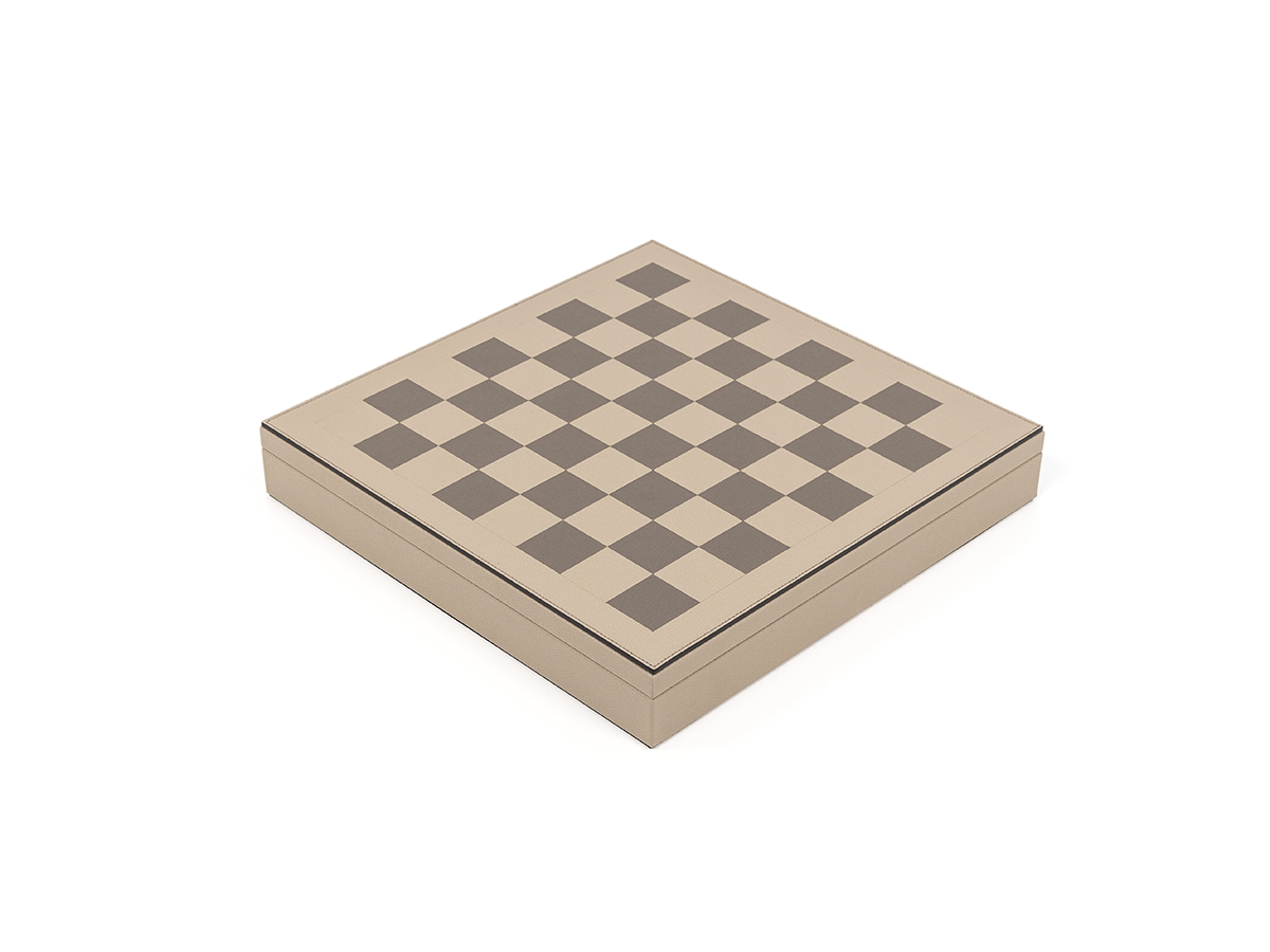 Pinetti Chess And Checkers Game Board Taupe