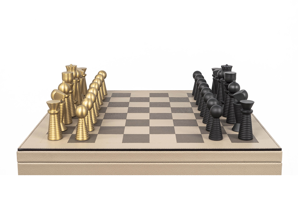 Pinetti Chess And Checkers Game Board Taupe