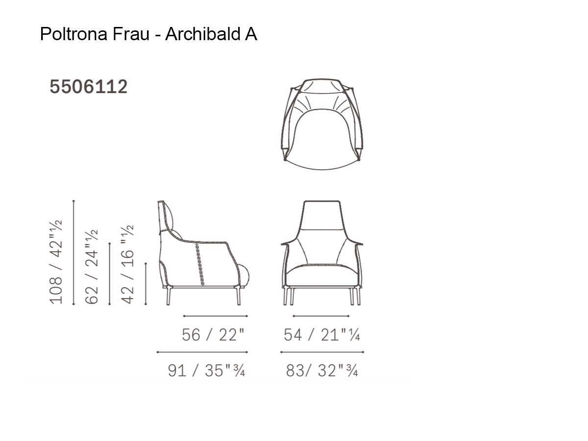 Poltrona Frau Archibald High Armchair