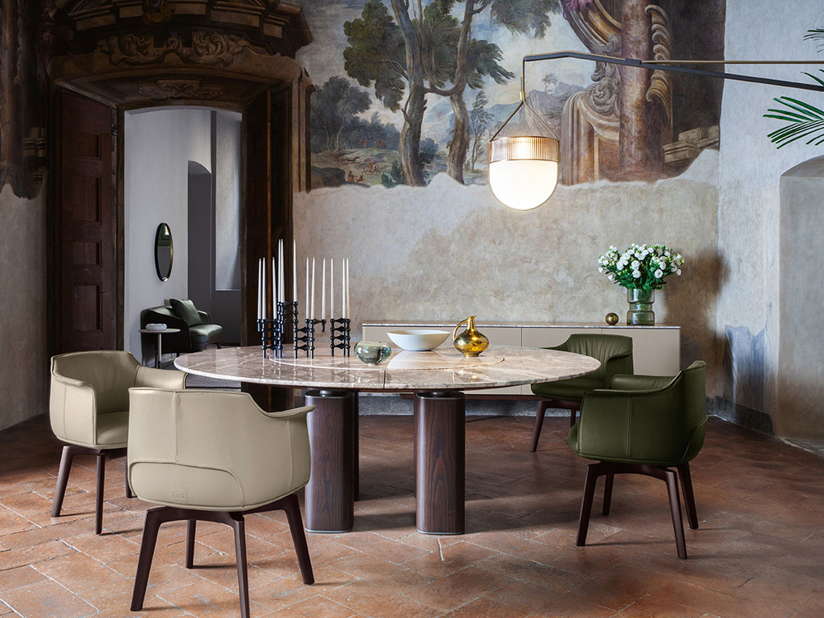Poltrona Frau Archibald Dining Chair Metal Legs
