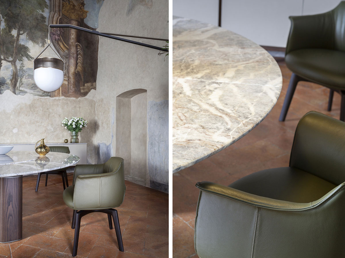 Poltrona Frau Archibald Dining Chair Metal Legs