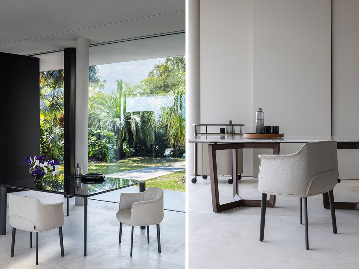 Poltrona Frau Archibald Dining Chair Metal Legs