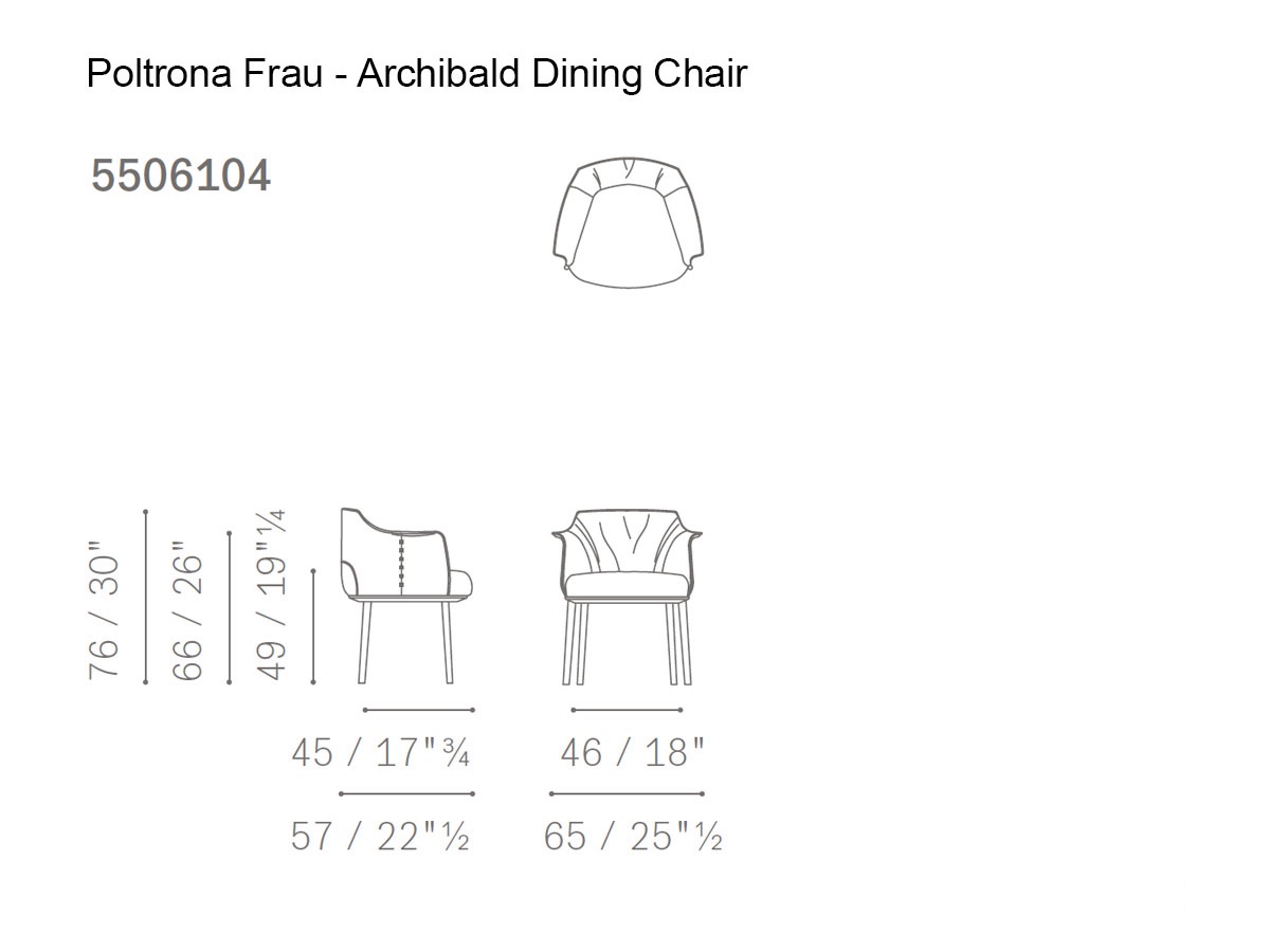 Poltrona Frau Archibald Dining Chair Metal Legs