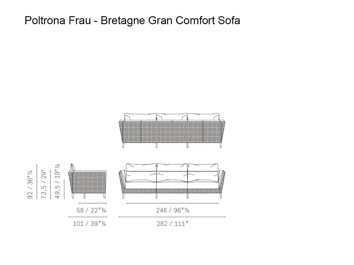 Poltrona Frau Bretagne Gran Comfort 3 Seater Sofa