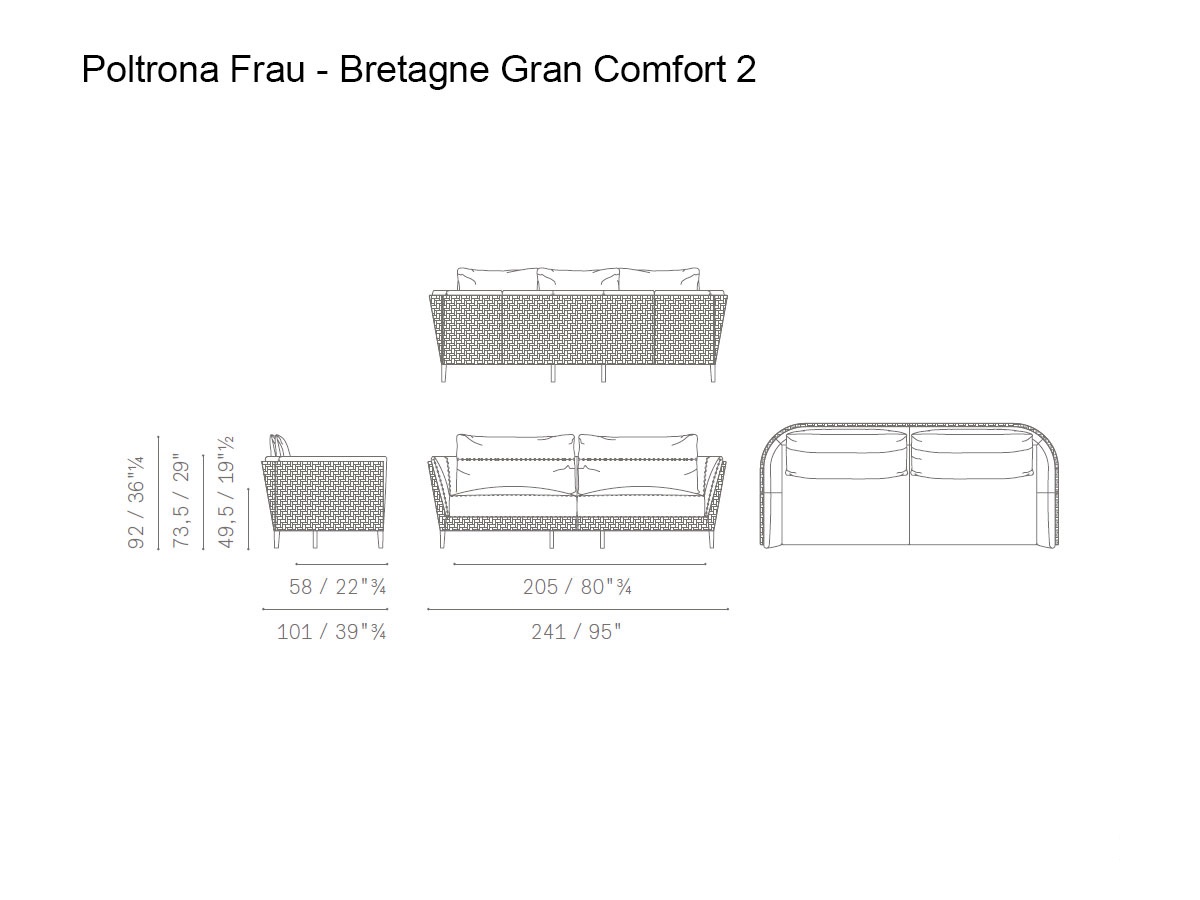 Poltrona Frau Bretagne Gran Comfort 2 Seater Sofa Motif Knits Sesame Sc 53 Crete