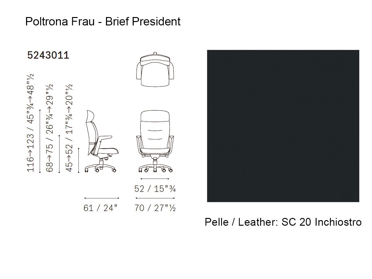 Poltrona Frau Brief President Office Chair Sc 20 Inchiostro