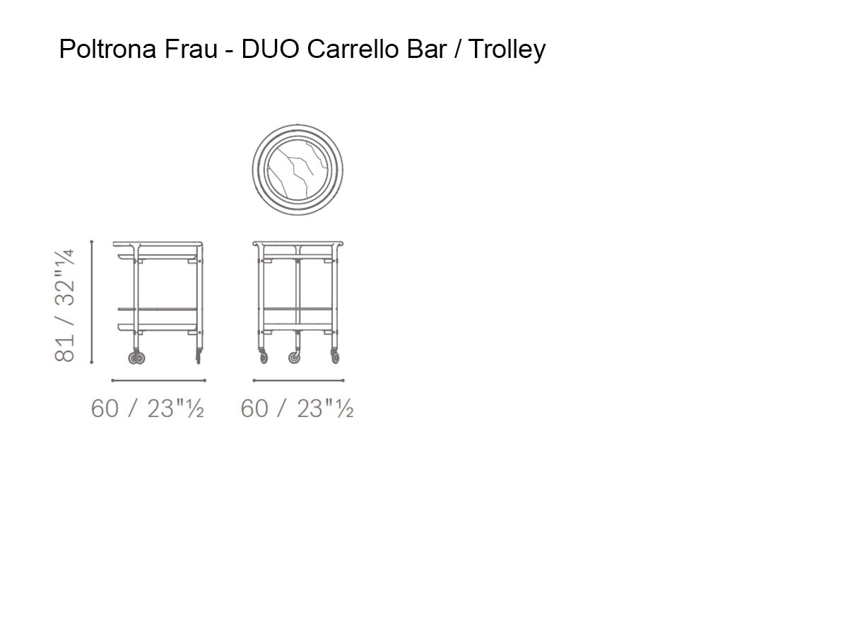 Poltrona Frau Duo Trolley Wenge Ash Smoked Glass