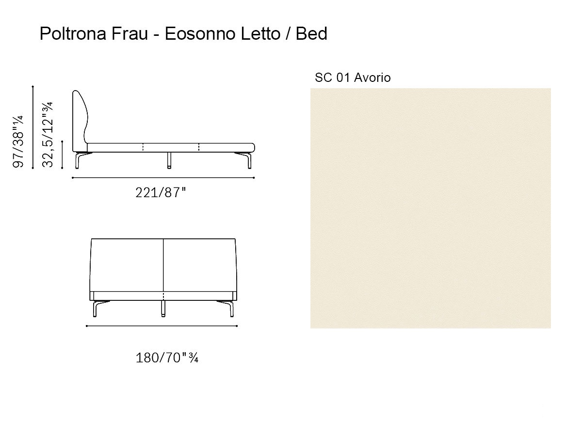 Poltrona Frau Eosonno Bed L 170 Cm Sc 01 Avorio