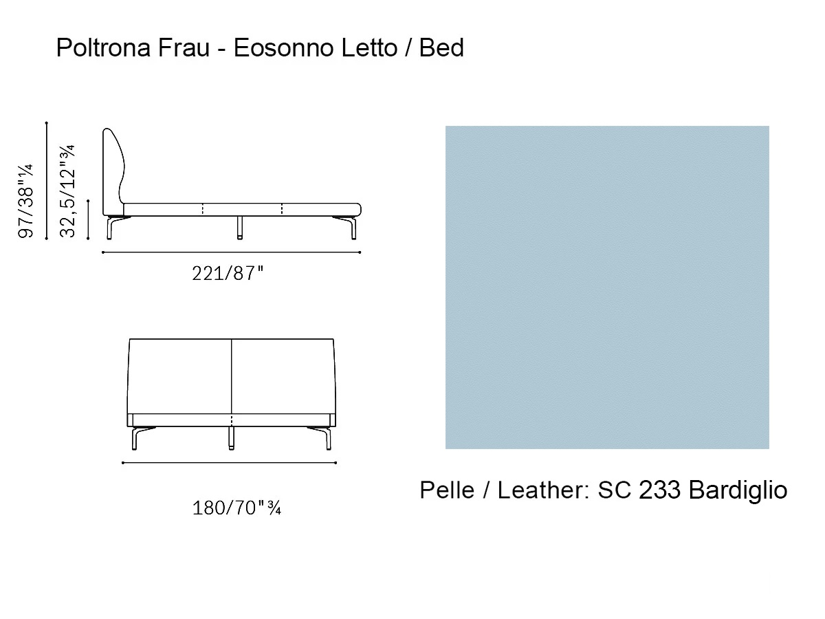 Poltrona Frau Eosonno Bed 170 Cm Sc 233 Bardiglio