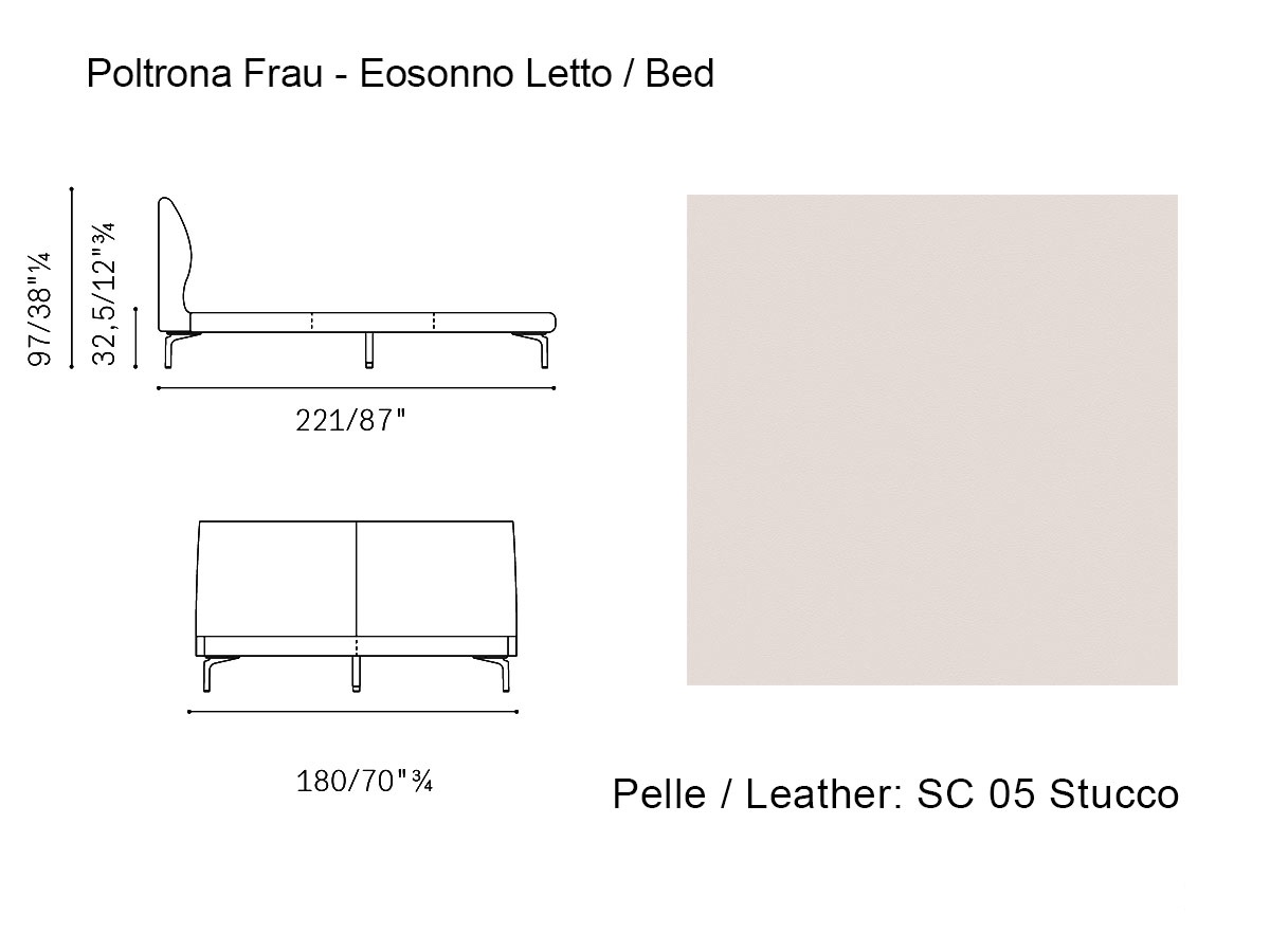 Poltrona Frau Eosonno Bed L 170 Cm Sc 05 Stucco