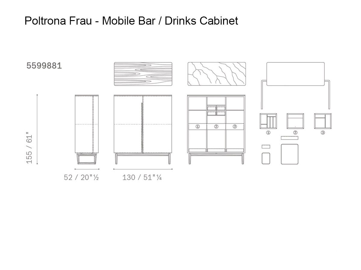 Poltrona Frau Fidelio Collection Bar Cabinet