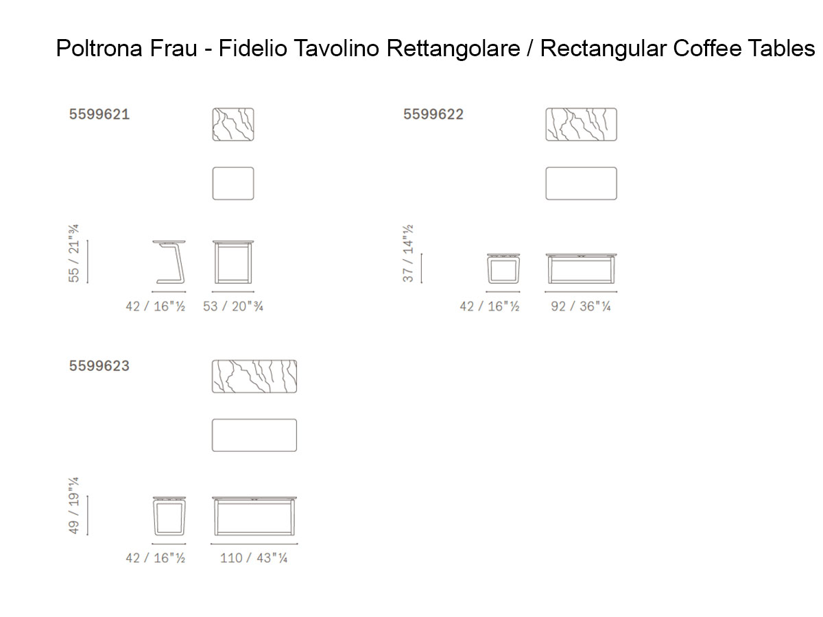 Poltrona Frau Fidelio Collection Rectangular Coffee Tables