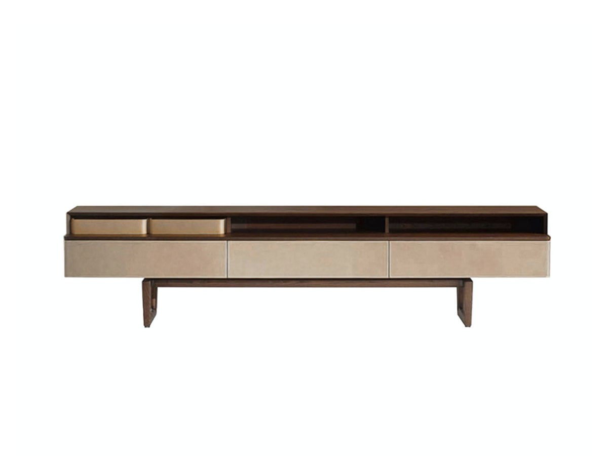 Poltrona Frau Fidelio Multimedia Cabinet Moka Leather Saddle Extra Corda