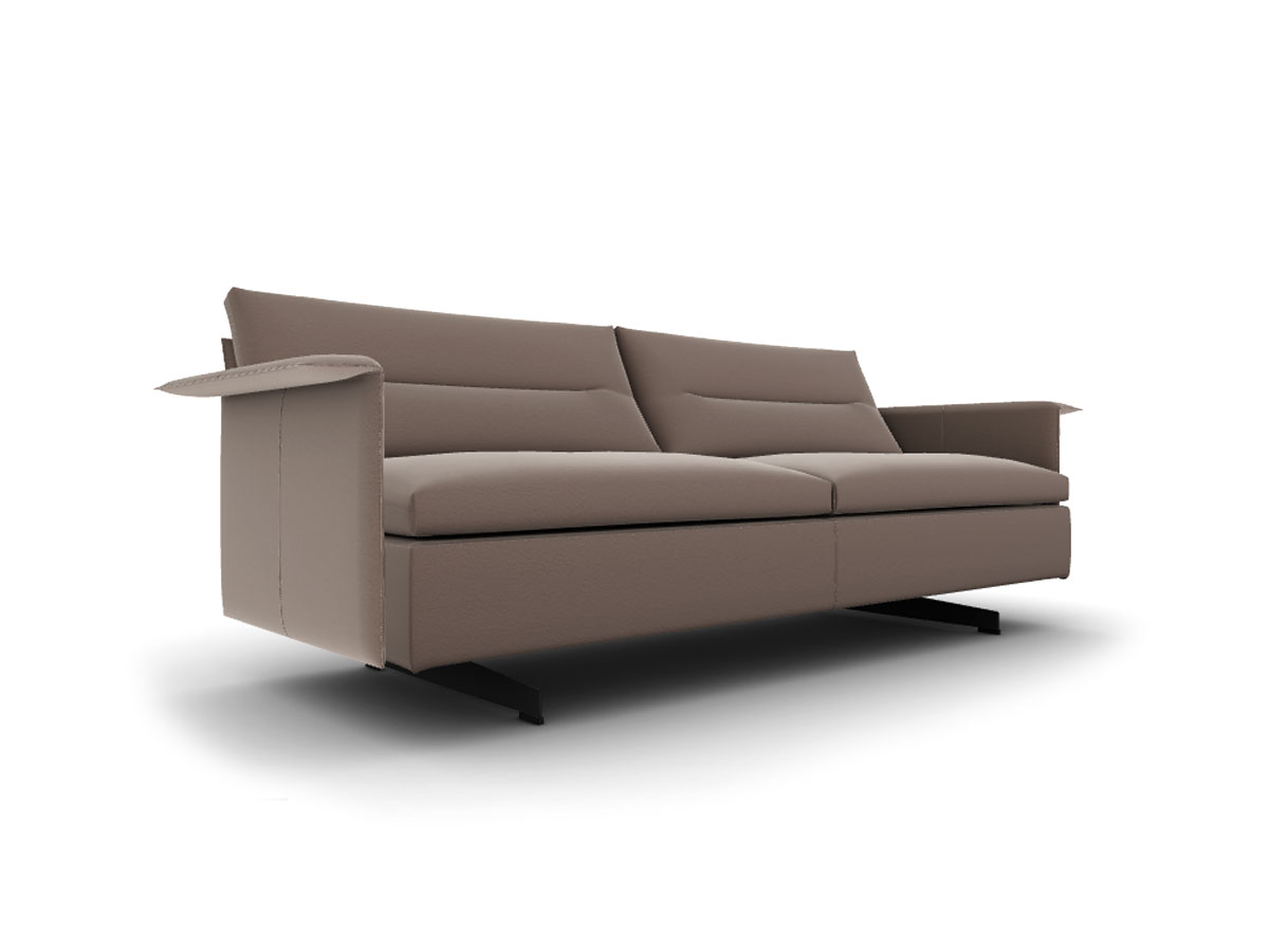 Poltrona Frau Grantorino 2 Seater Sofa With Flat Arms Nest Argilla
