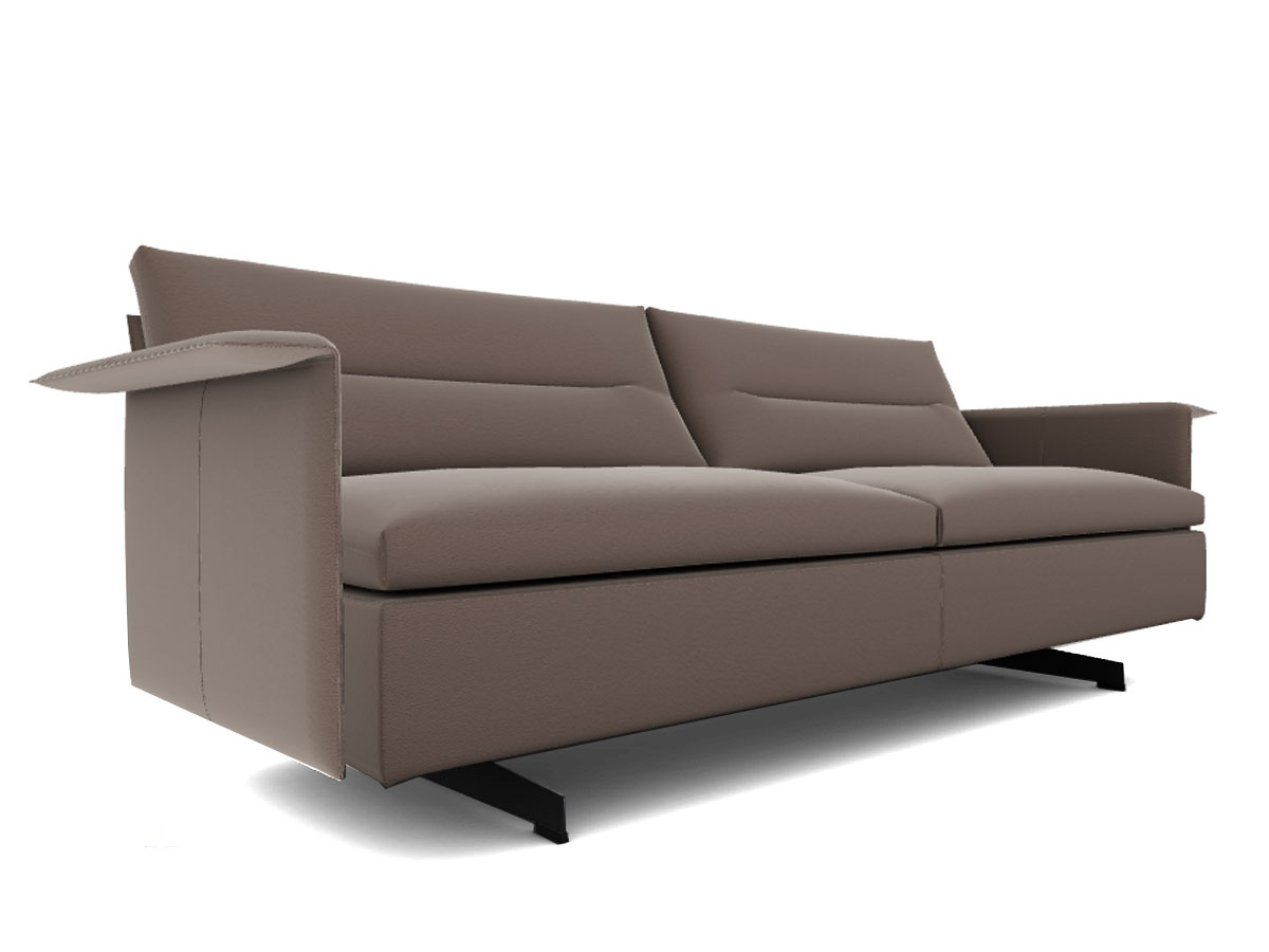 Poltrona Frau Grantorino Large 2 Seater Sofa With Flat Arms Nest Argilla