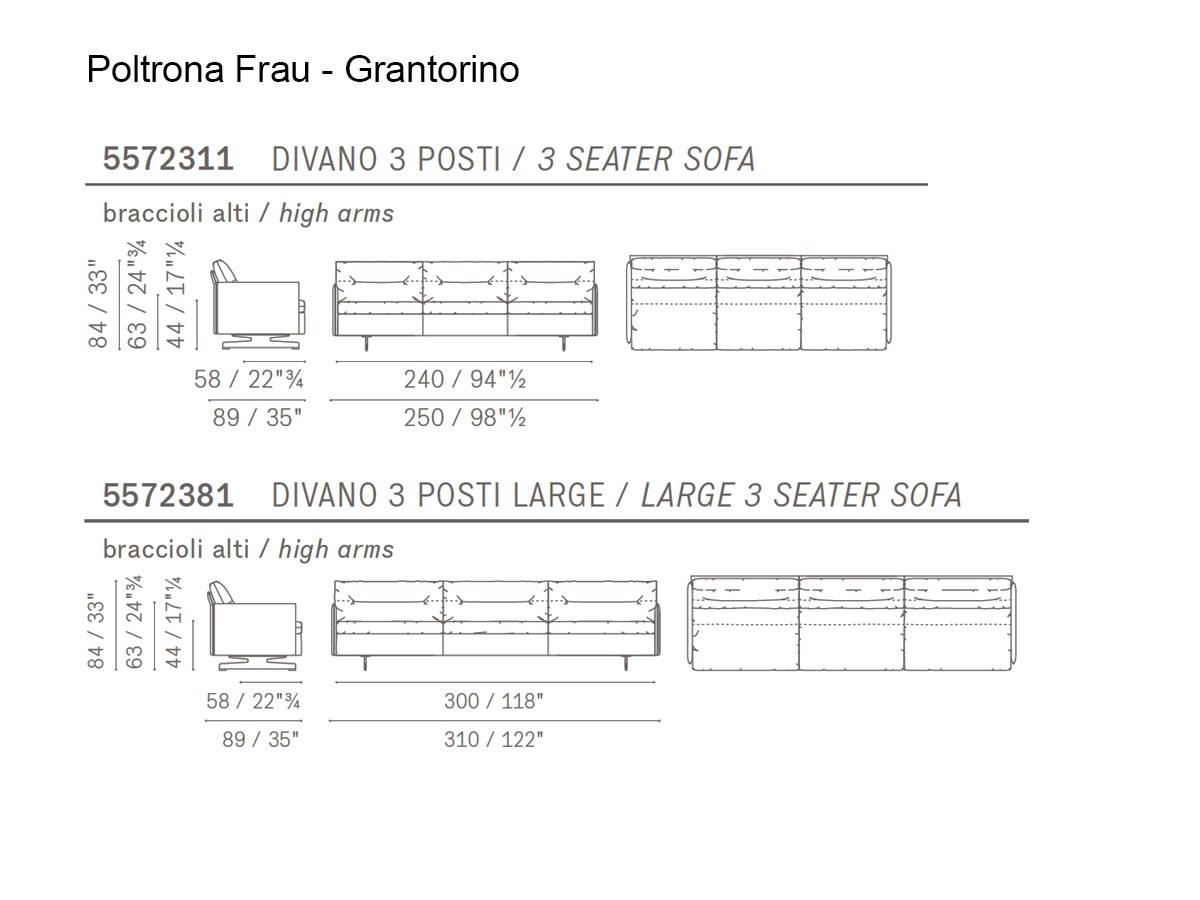 Poltrona Frau Grantorino 2 Seater Sofa High Arms