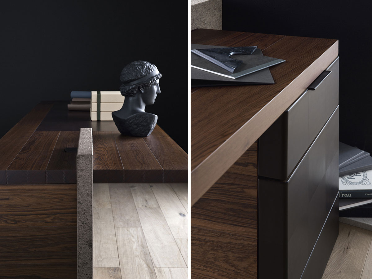 Poltrona Frau Ho Executive Desk Saddle Caffe Porfido Valcamonica