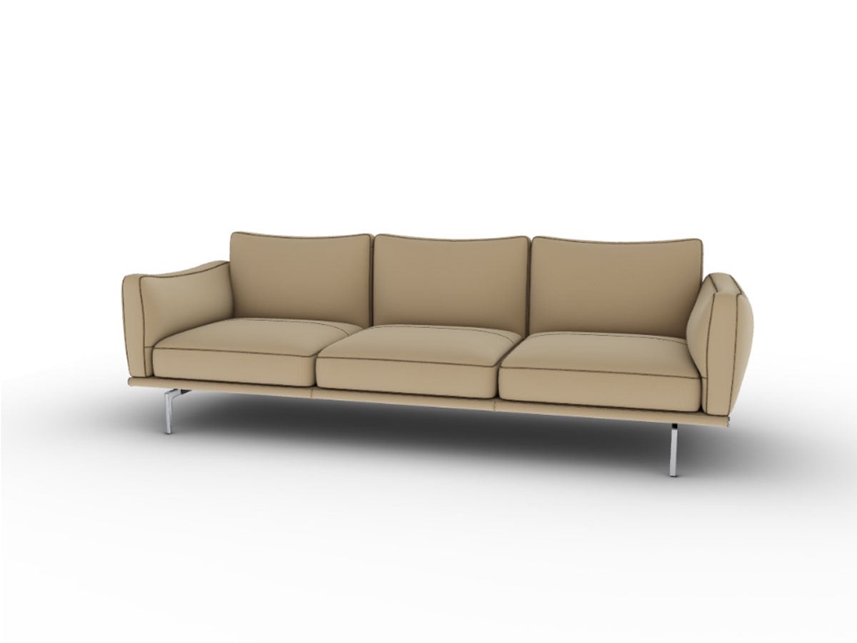 Poltrona Frau Happy Jack 3 Seater Sofa Leather Velvety Sesame