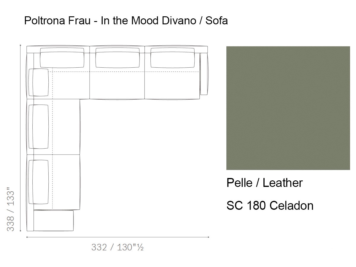 Poltrona Frau In The Mood Sofa Composition 5 Sc 180 Celadon