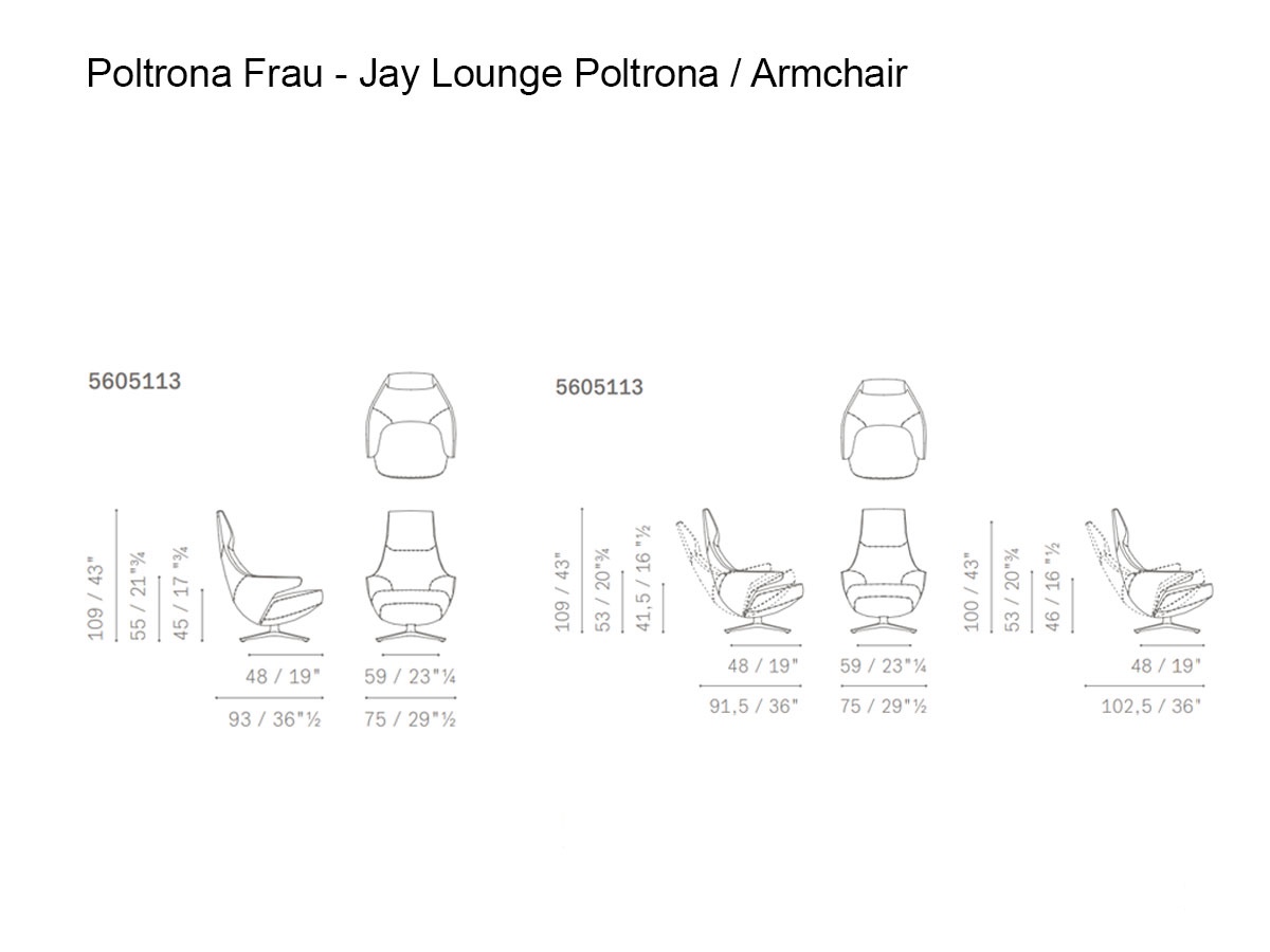 Кресло Poltrona Frau Jay Lounge
