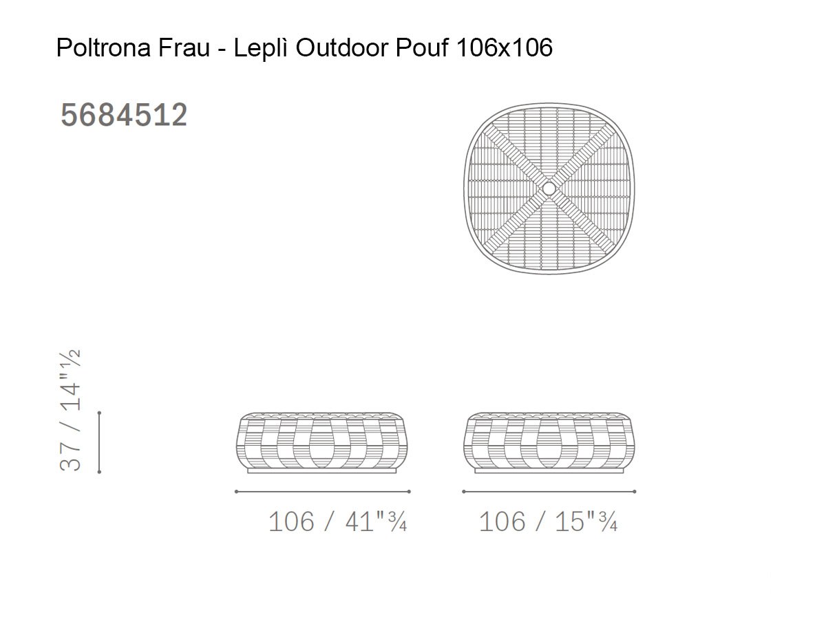 Poltrona Frau Lepli Outdoor Pouf L 106 Cm