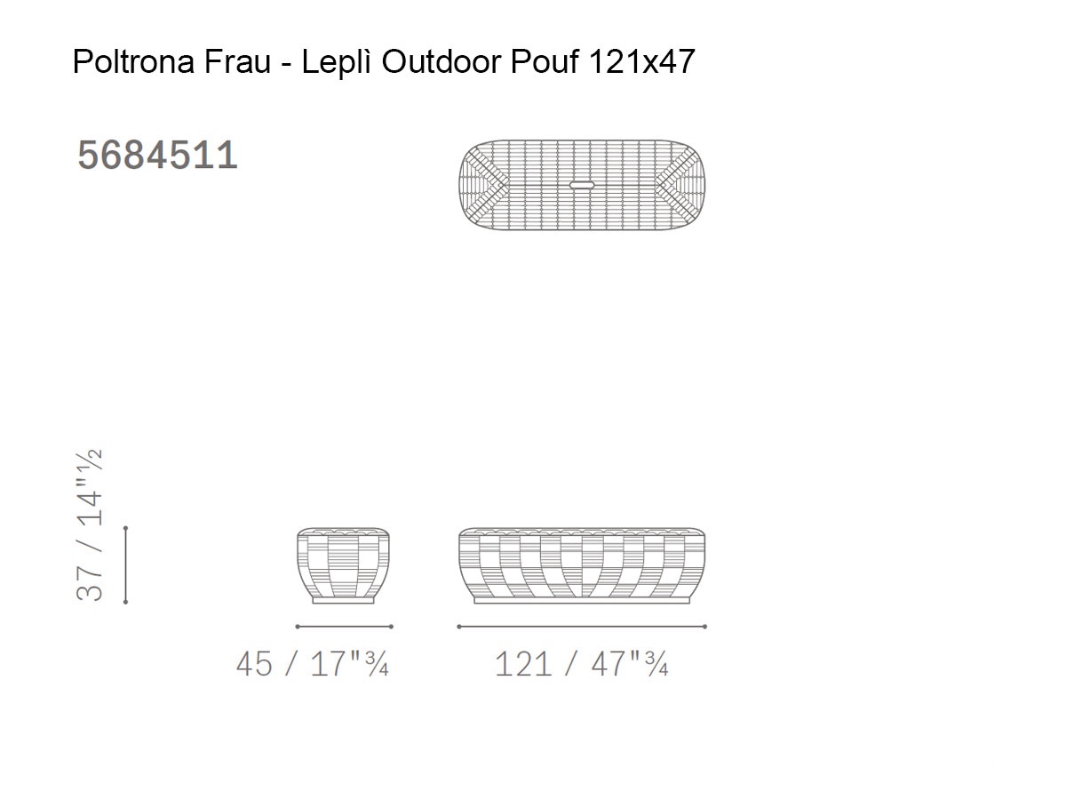 Poltrona Frau Lepli Outdoor Pouf L 121 Cm