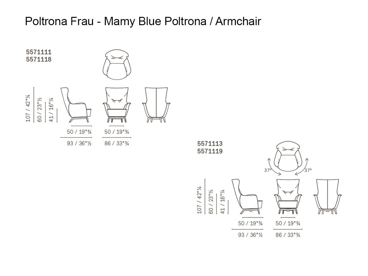 Poltrona Frau Mamy Blue Armchair