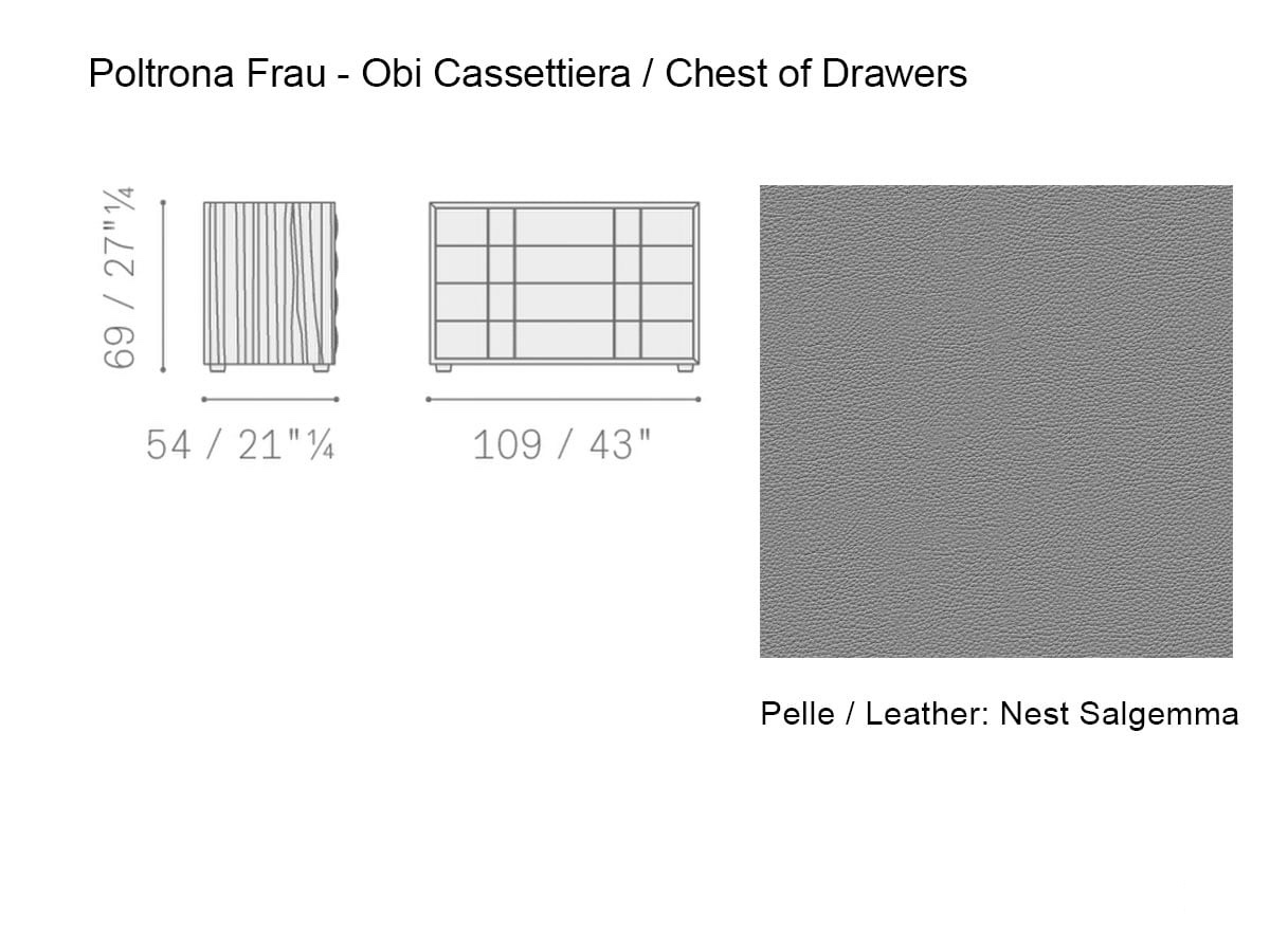 Poltrona Frau Obi Drawer Chest Dark Brown Walnut Leather Nest Col Salgemma