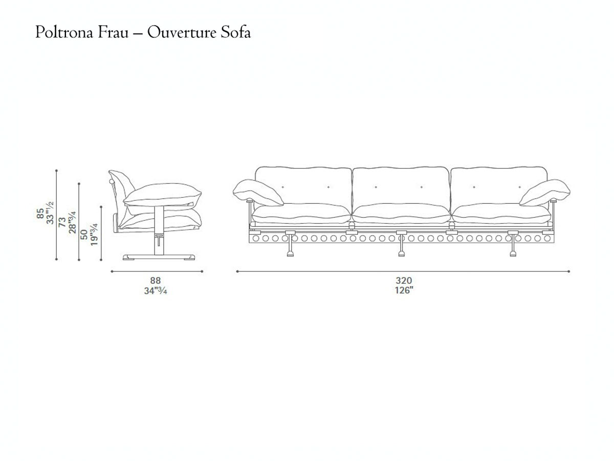 Poltrona Frau Ouverture Three Seater Sofa
