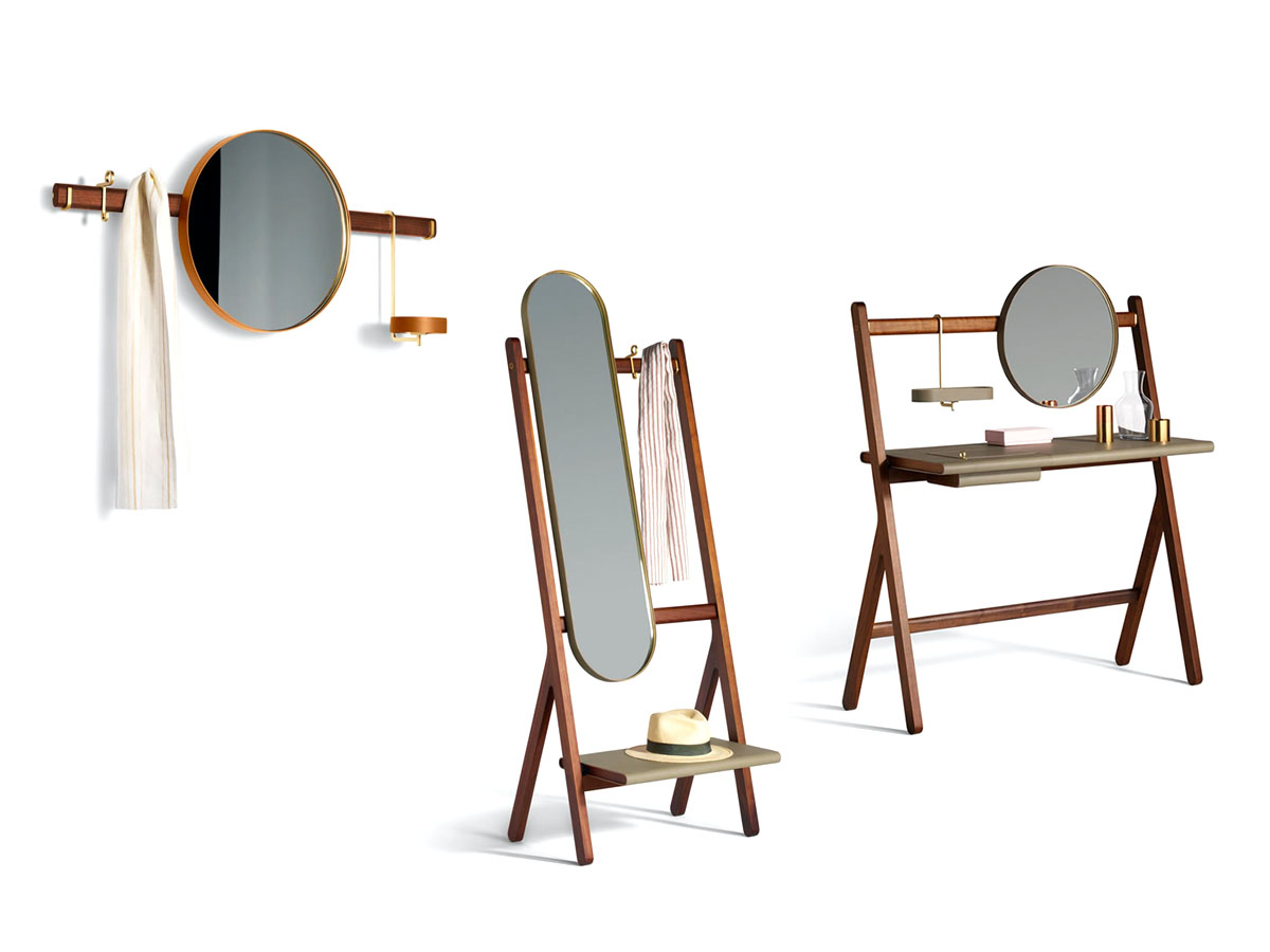Poltrona Frau Ren Collection Wall Mirror Coat Rack